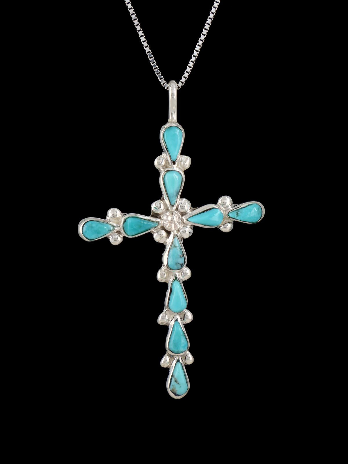 Sterling Silver Zuni Cross Necklace Pendant - PuebloDirect.com