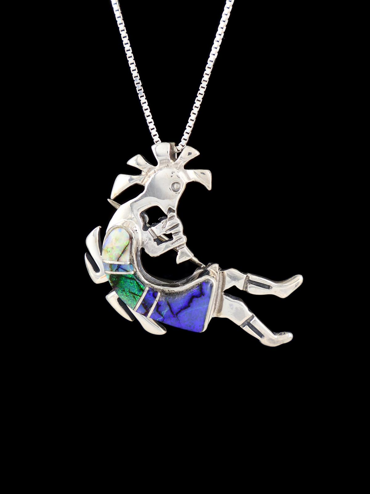 Native American Monarch Opal Inlay Kokopelli Pin/Pendant