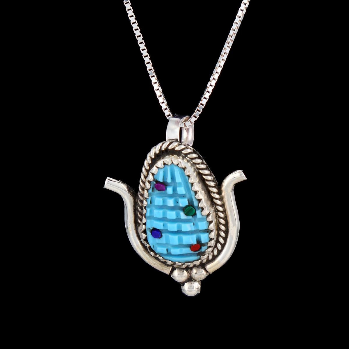 Native American Jewelry Turquoise Corn Zuni Pendant – PuebloDirect.com
