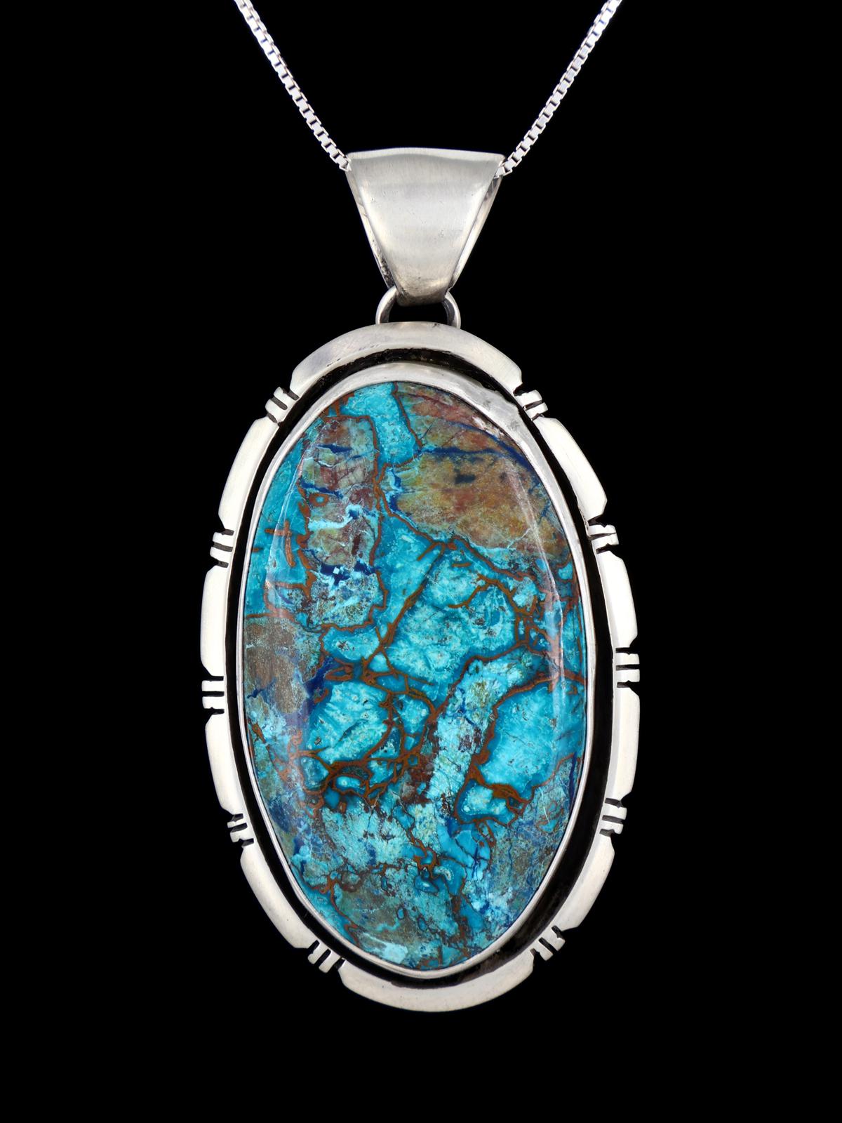 Pendentif en argent sterling Navajo turquoise cheval ciel naturel
