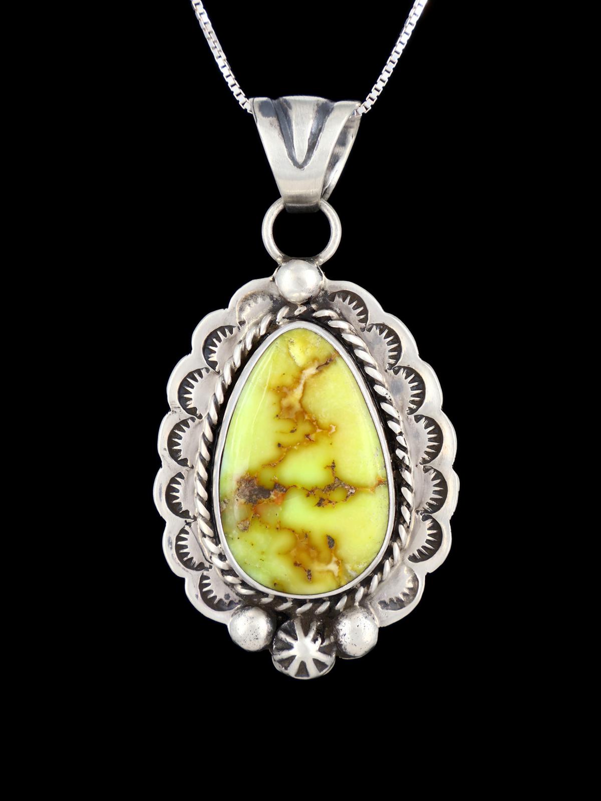 Pendentif Navajo en argent sterling naturel Prince Variscite
