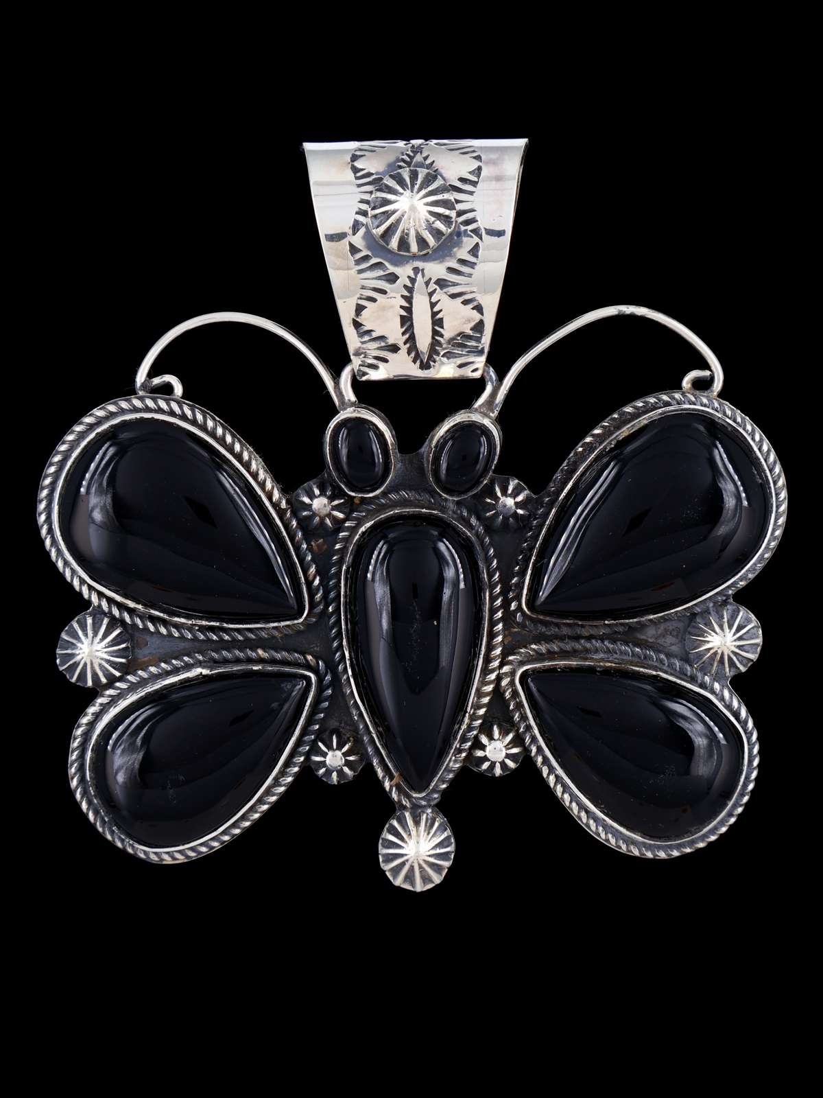 Native American Jewelry Black Onyx Butterfly Pendant