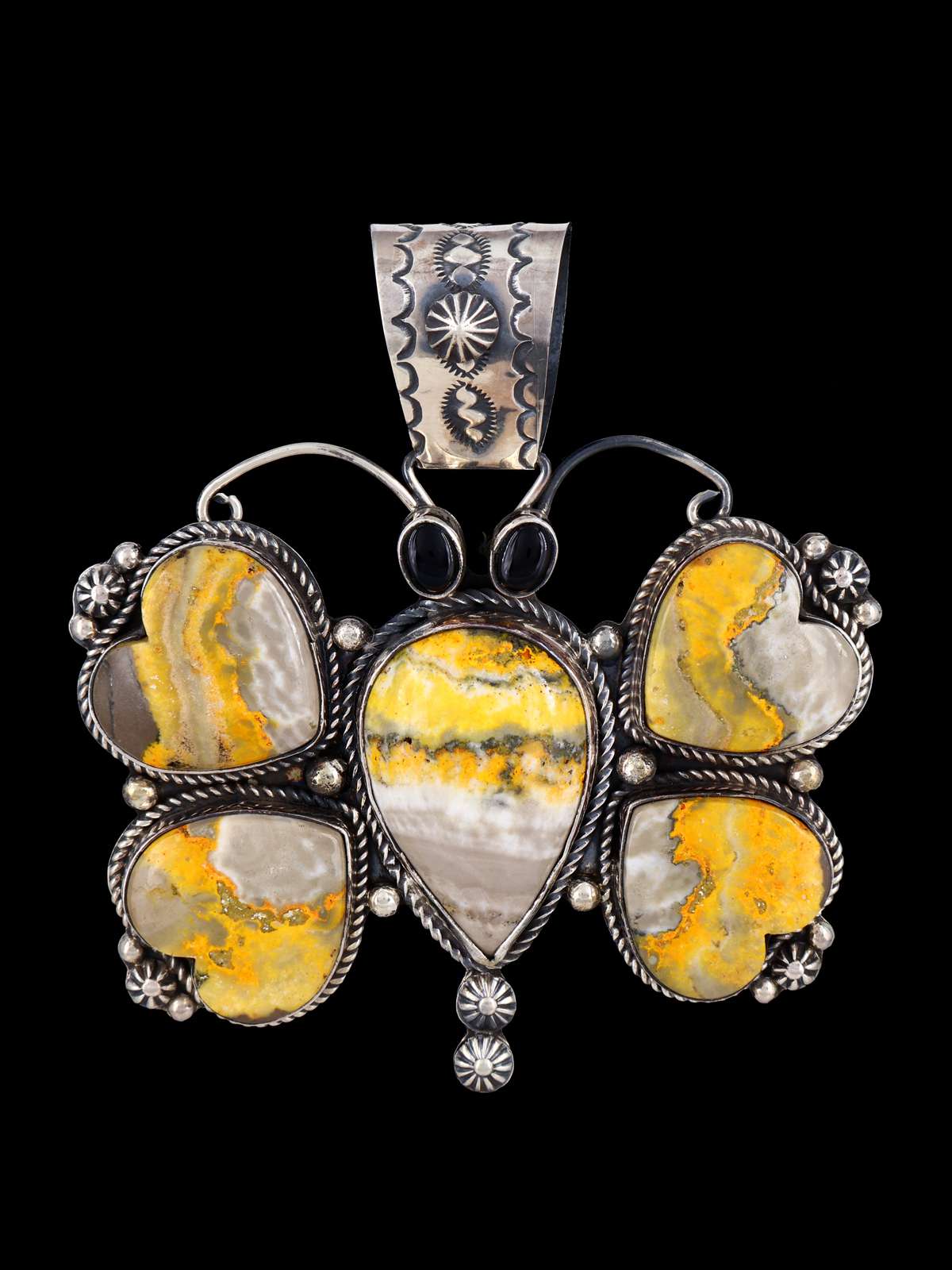 Native American Jewelry Bumblebee Jasper Butterfly Pendant