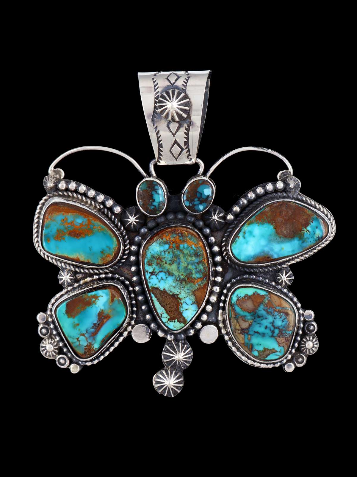 Native American Jewelry Pilot Mountain Turquoise Dragonfly Pendant