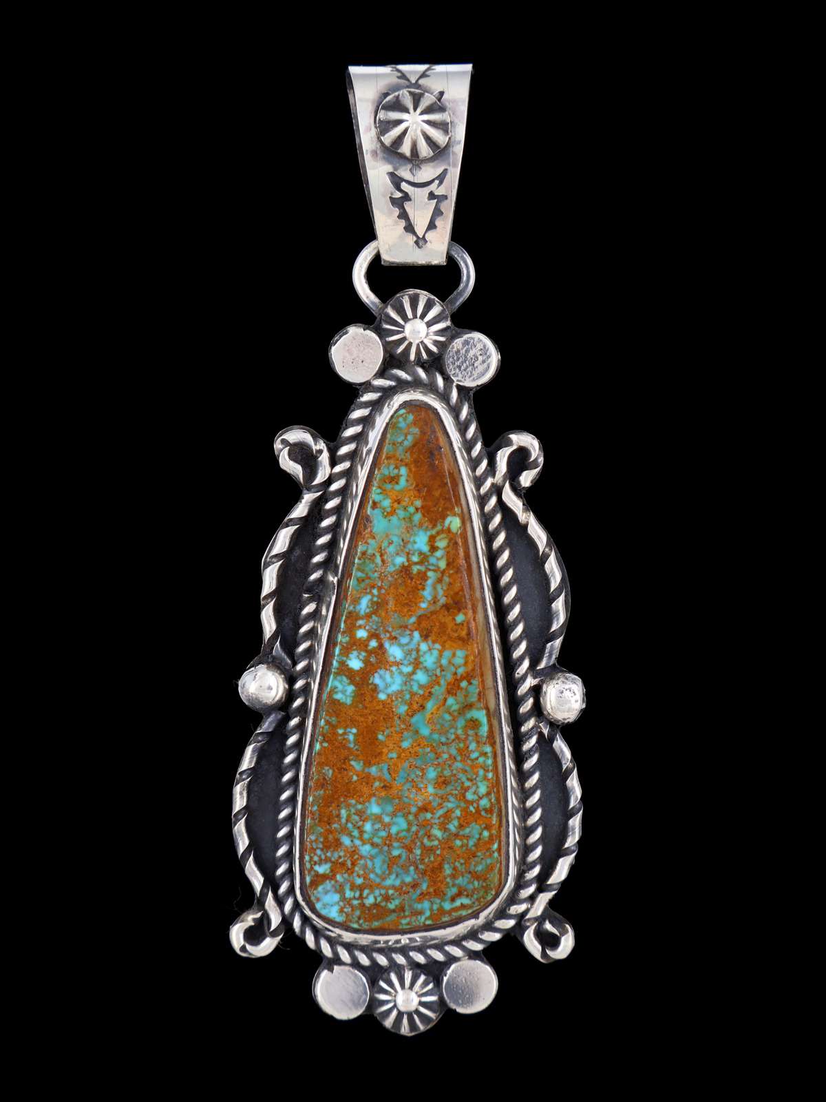 Native American Sterling Silver Natural Pilot Mountain Turquoise Pendant