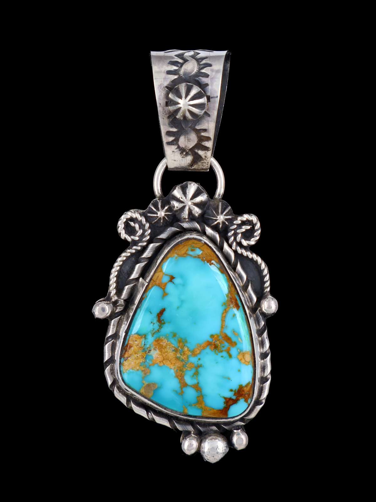 Native American Sterling Silver Natural Pilot Mountain Turquoise Pendant