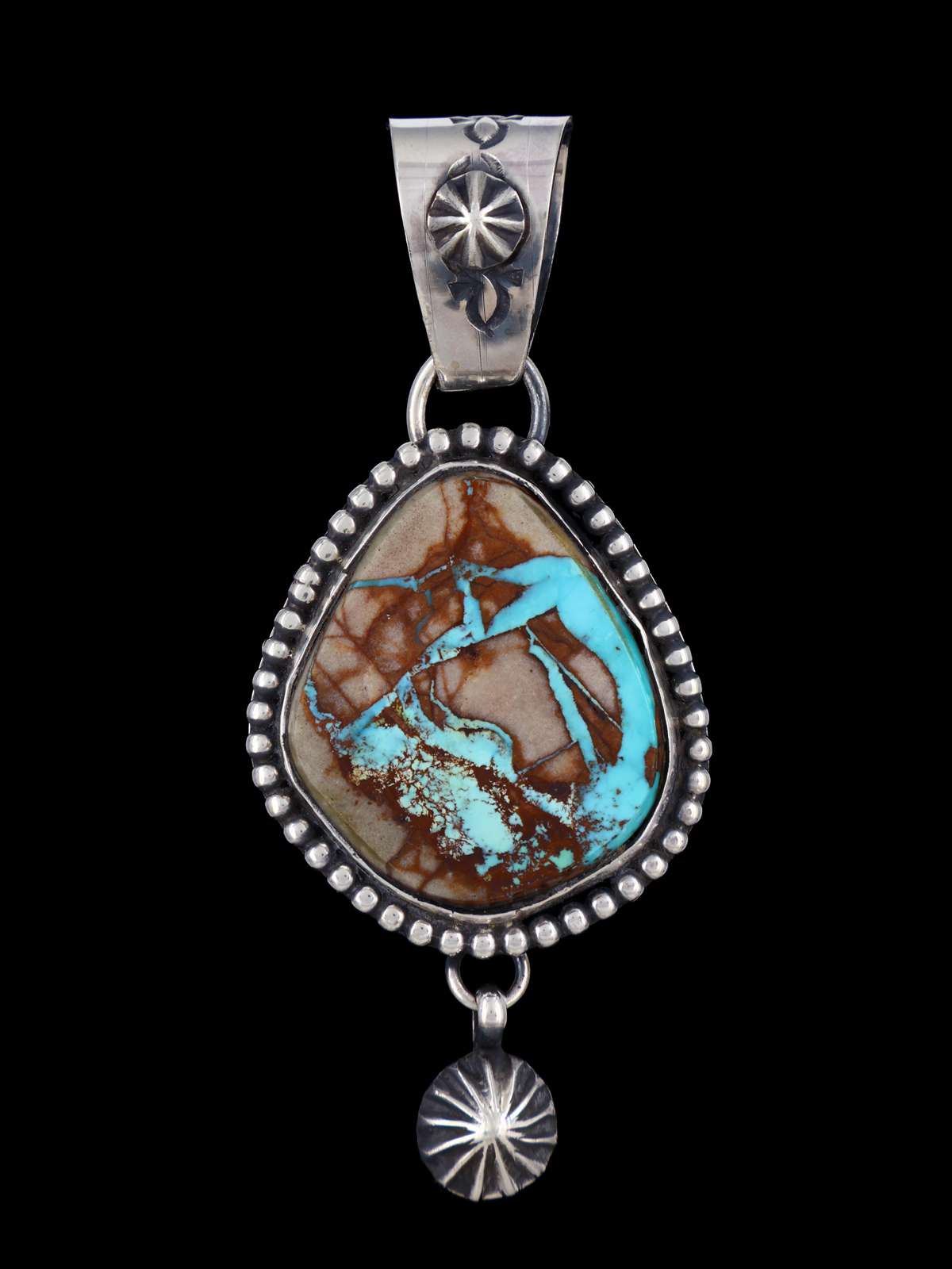 Native American Sterling Silver Natural Pilot Mountain Turquoise Pendant
