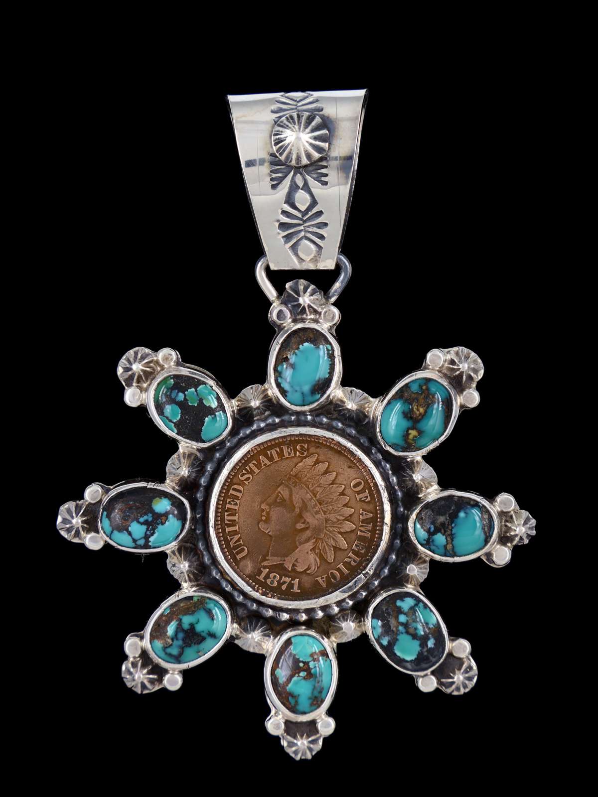 Native American Jewelry Natural Cloud Mountain Turquoise Pendant