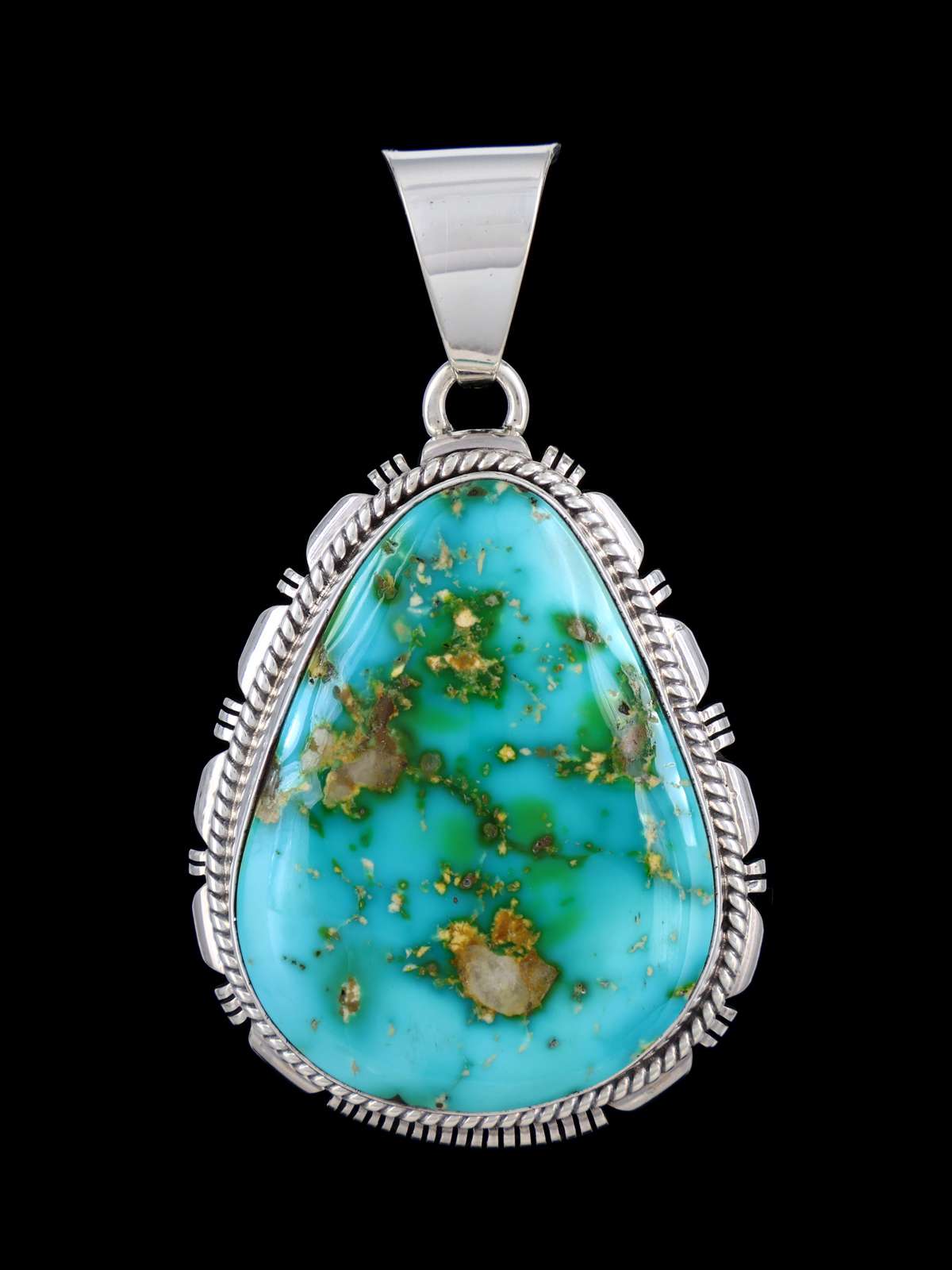 Native American Sterling Silver Royston Turquoise Pendant - PuebloDirect.com