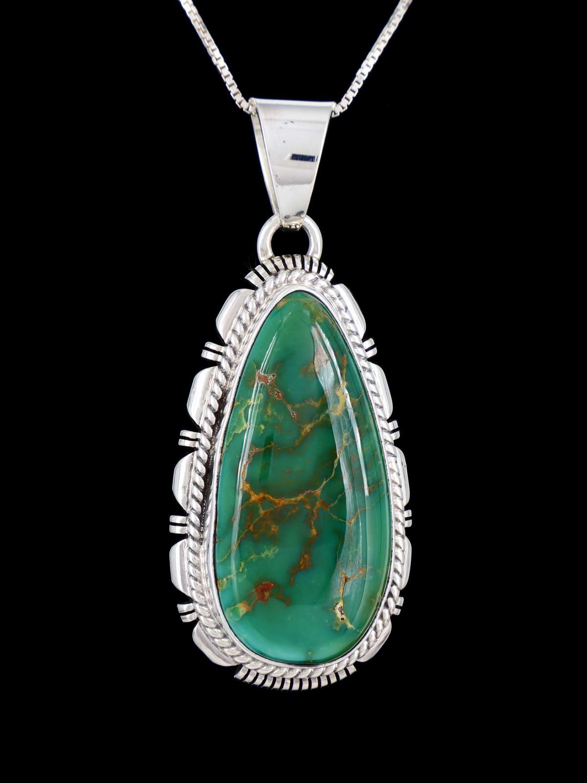 Native American Sterling Silver Royston Turquoise Pendant - PuebloDirect.com