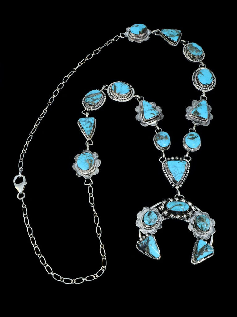 Native American Jewelry Turquoise Squash Blossom Necklace - PuebloDirect.com