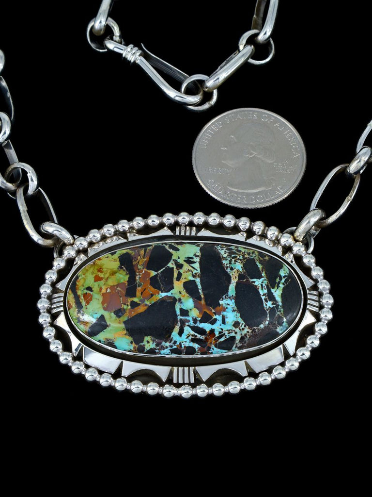 Native American Sterling Silver Blackjack Turquoise Choker Necklace - PuebloDirect.com