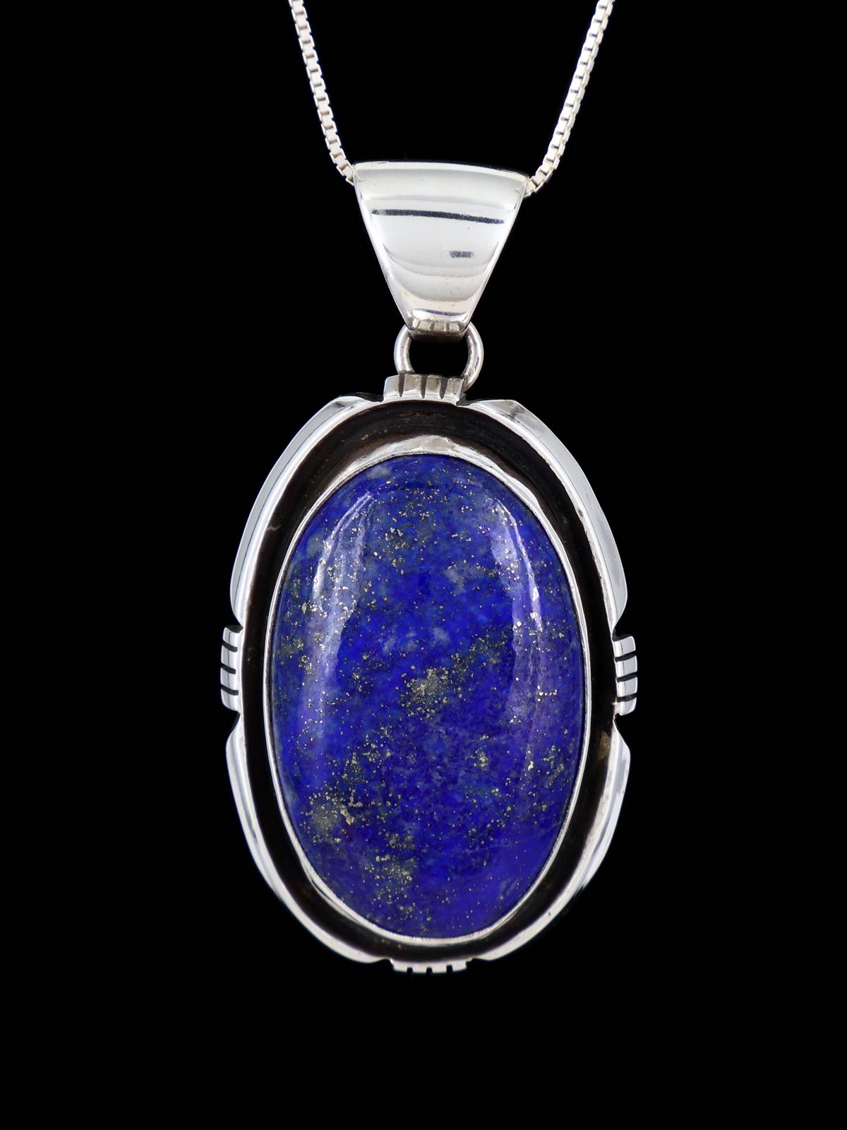 Lapis Navajo Sterling Silver Pendant - PuebloDirect.com