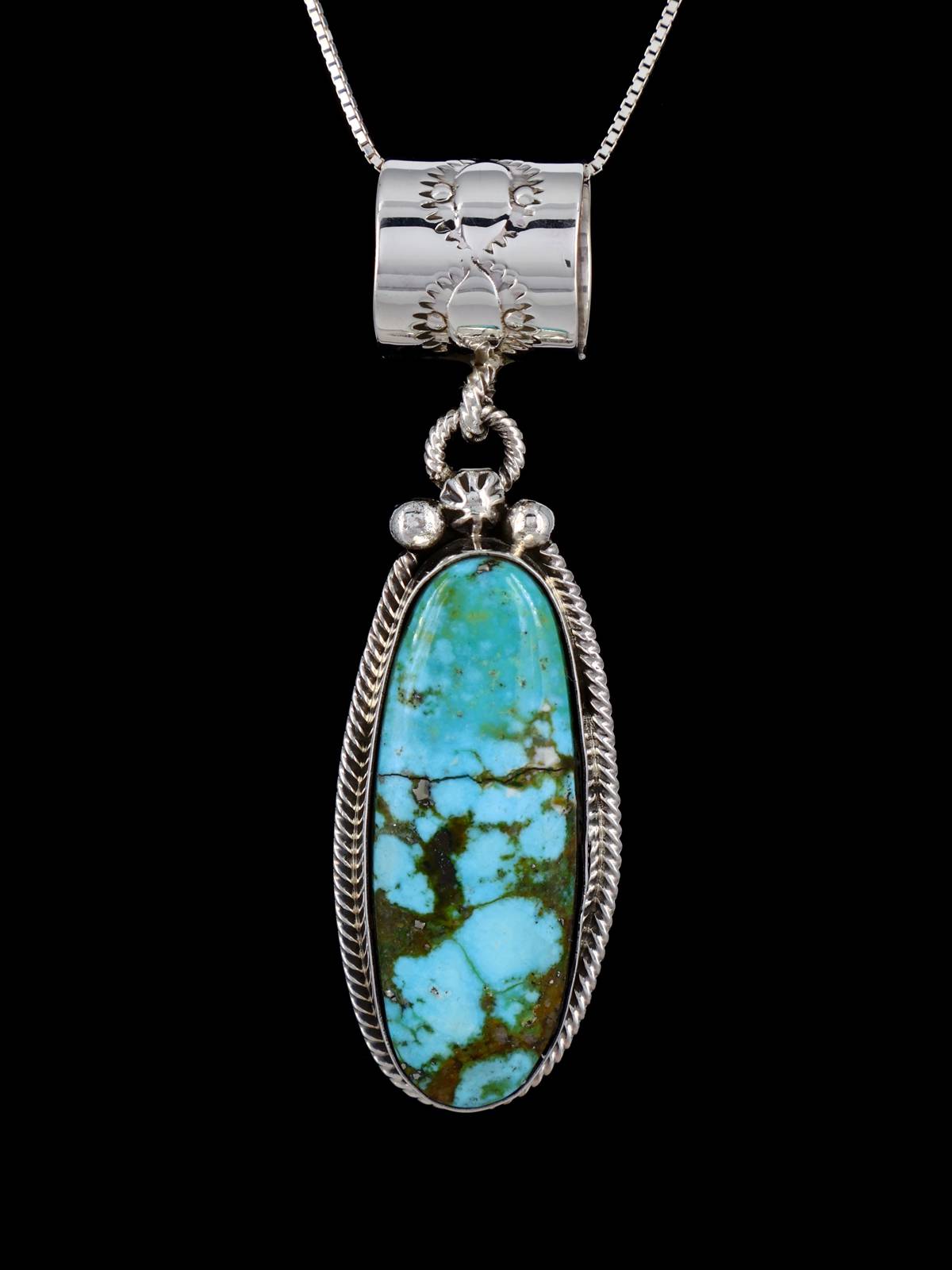 Turquoise Navajo Sterling Silver Pendant - PuebloDirect.com