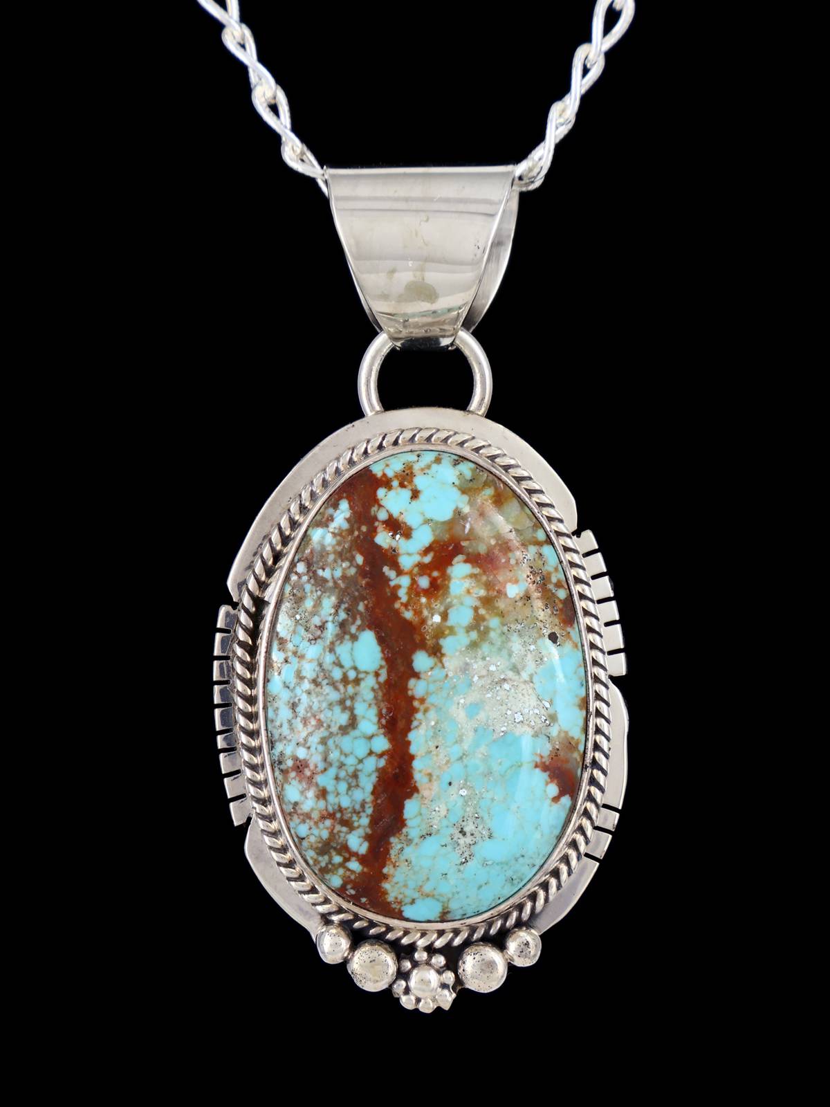 Native American Jewelry Sterling Silver Turquoise Pendant - PuebloDirect.com