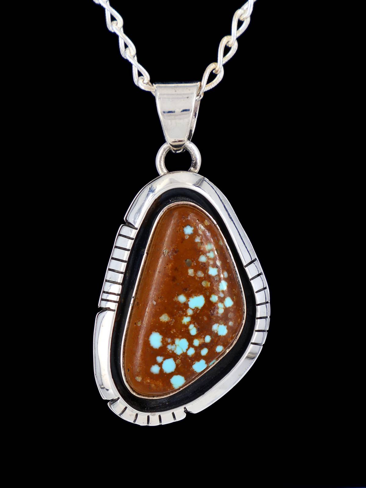 Native American Jewelry Sterling Silver Turquoise Pendant - PuebloDirect.com