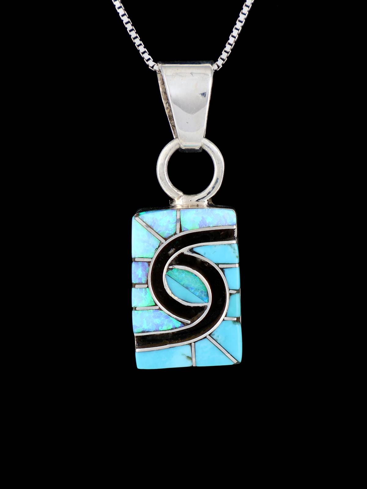 Opalite Sterling Silver Zuni Inlay Pendant - PuebloDirect.com