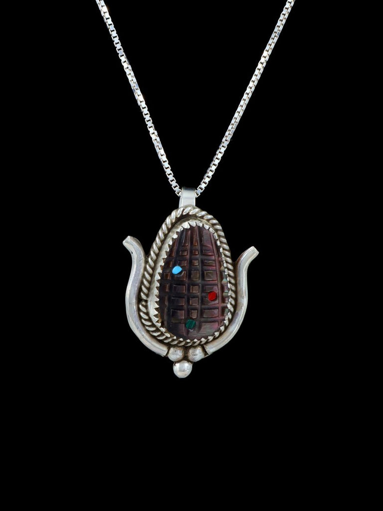 Native American Indian Jewelry Abalone Corn Zuni Pendant - PuebloDirect.com