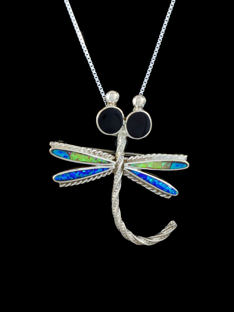 Native American Zuni Inlay Opalite Dragonfly Pin/Pendant - PuebloDirect.com