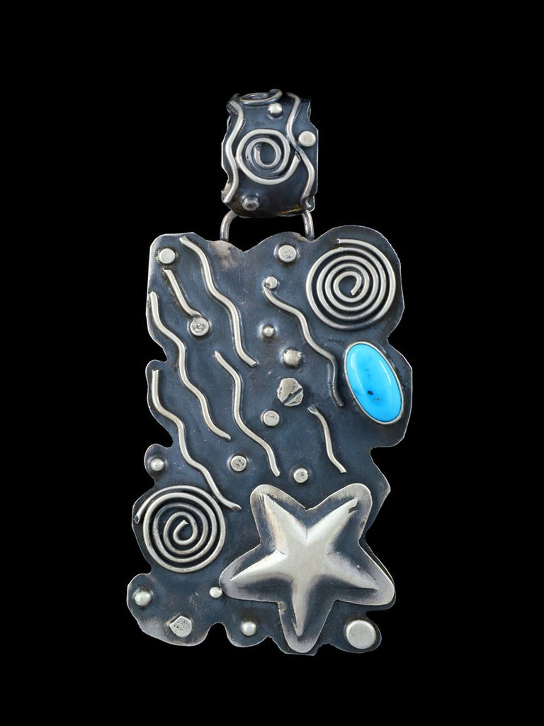 Navajo Sterling Silver and Turquoise Pendant - PuebloDirect.com