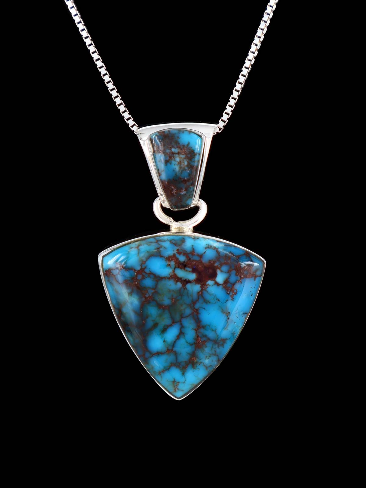 Native American Sterling Silver Prince Turquoise Pendant - PuebloDirect.com