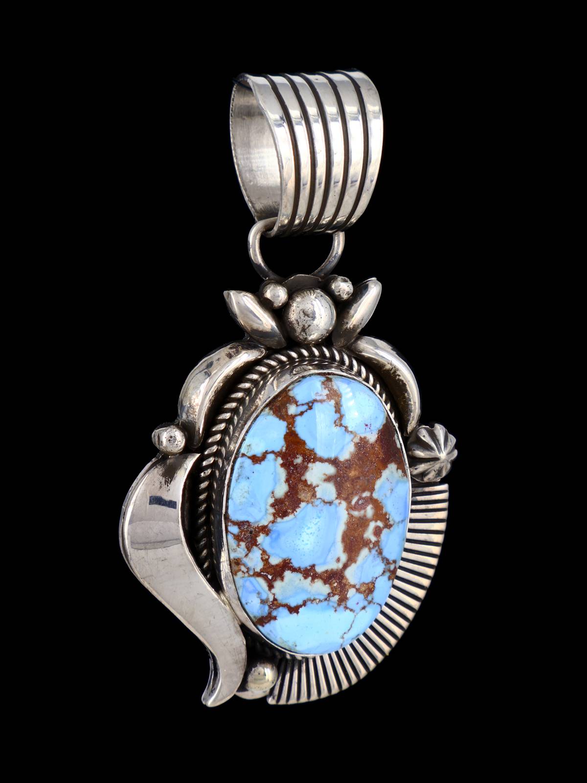 Native American Golden Hill Turquoise Sterling Silver Pendant - PuebloDirect.com