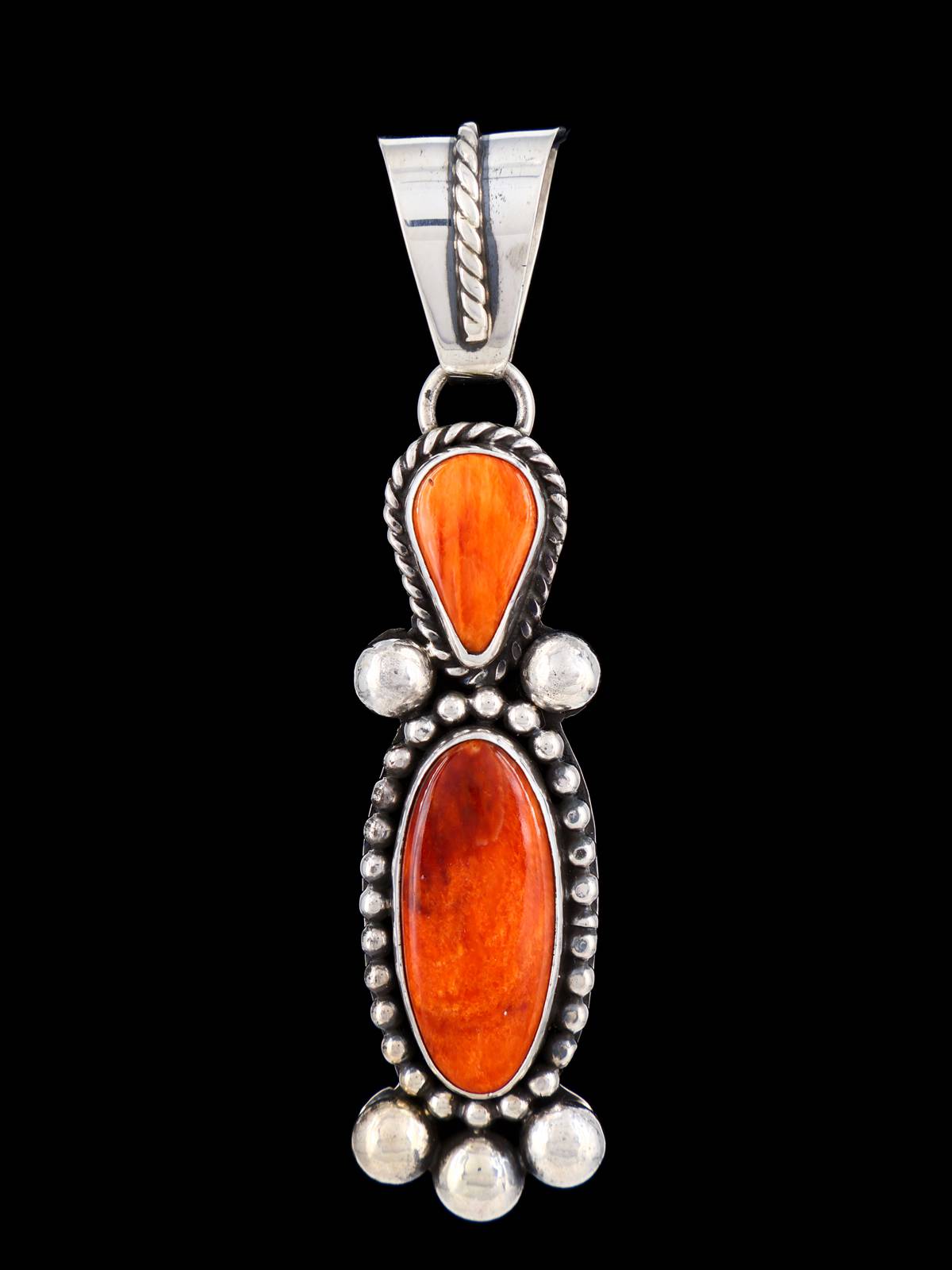 Native American Jewelry Orange Spiny Oyster Pendant - PuebloDirect.com