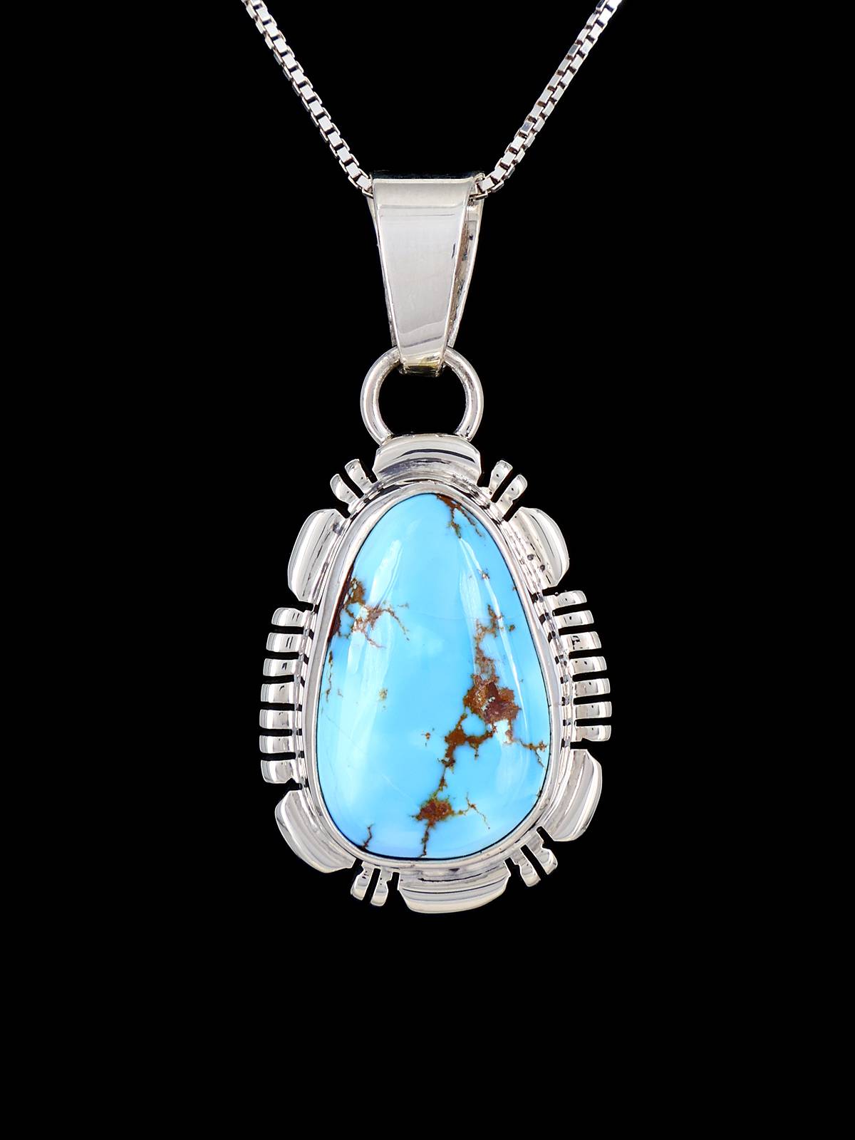 Native American Jewelry Golden Hill Turquoise Pendant - PuebloDirect.com