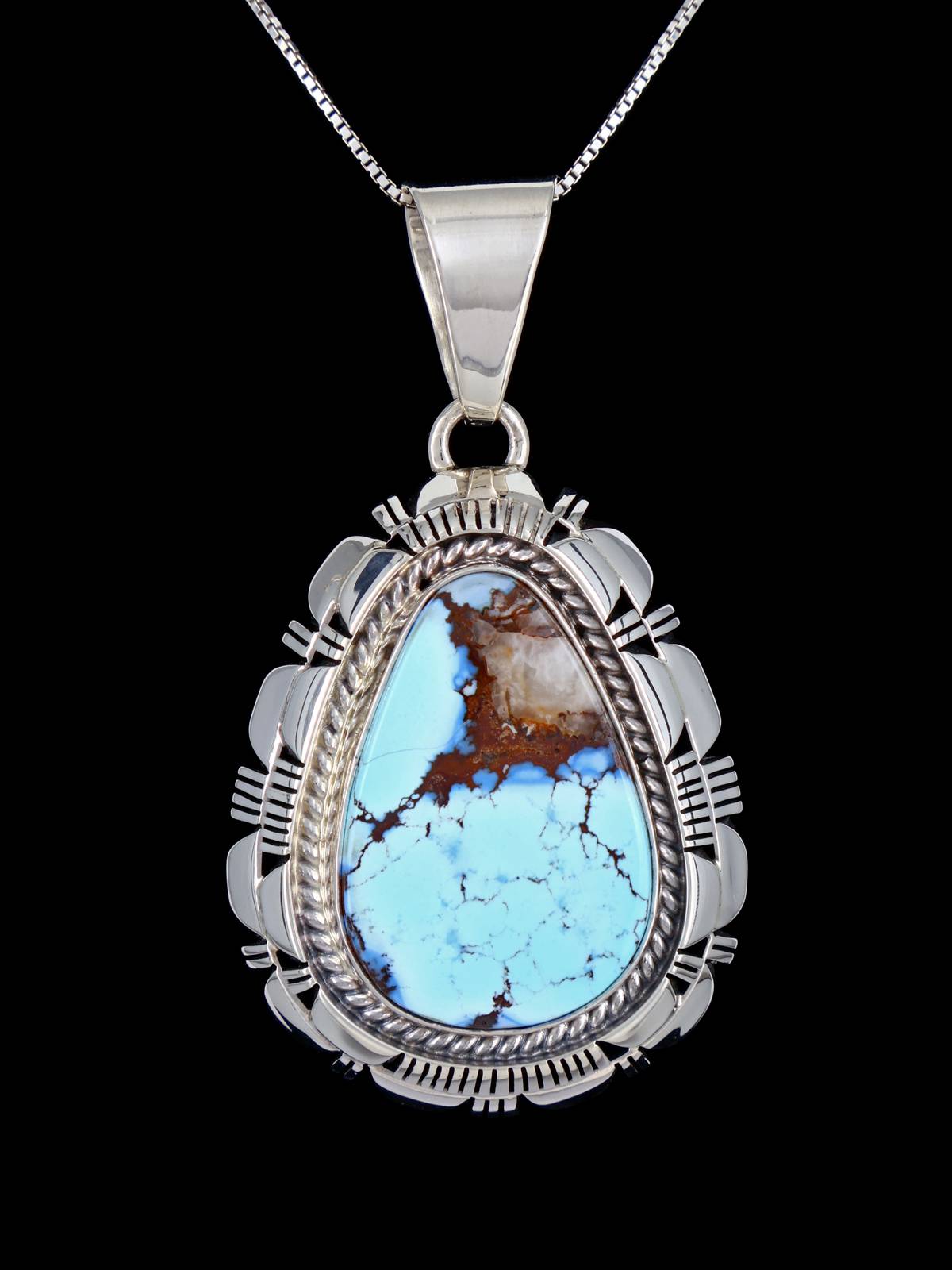 Sterling Silver Natural Golden Hill Turquoise Navajo Pendant - PuebloDirect.com