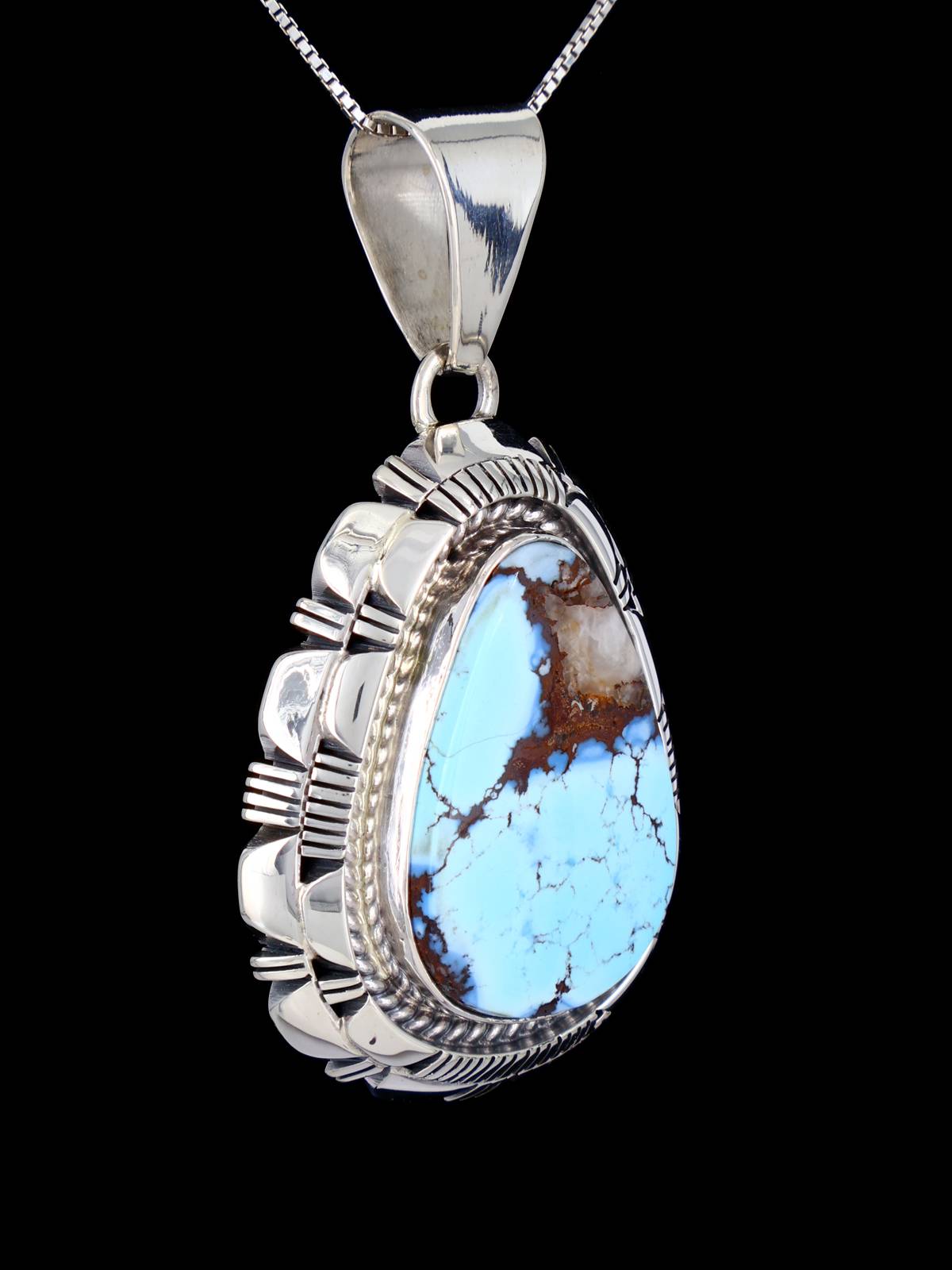 Sterling Silver Natural Golden Hill Turquoise Navajo Pendant - PuebloDirect.com