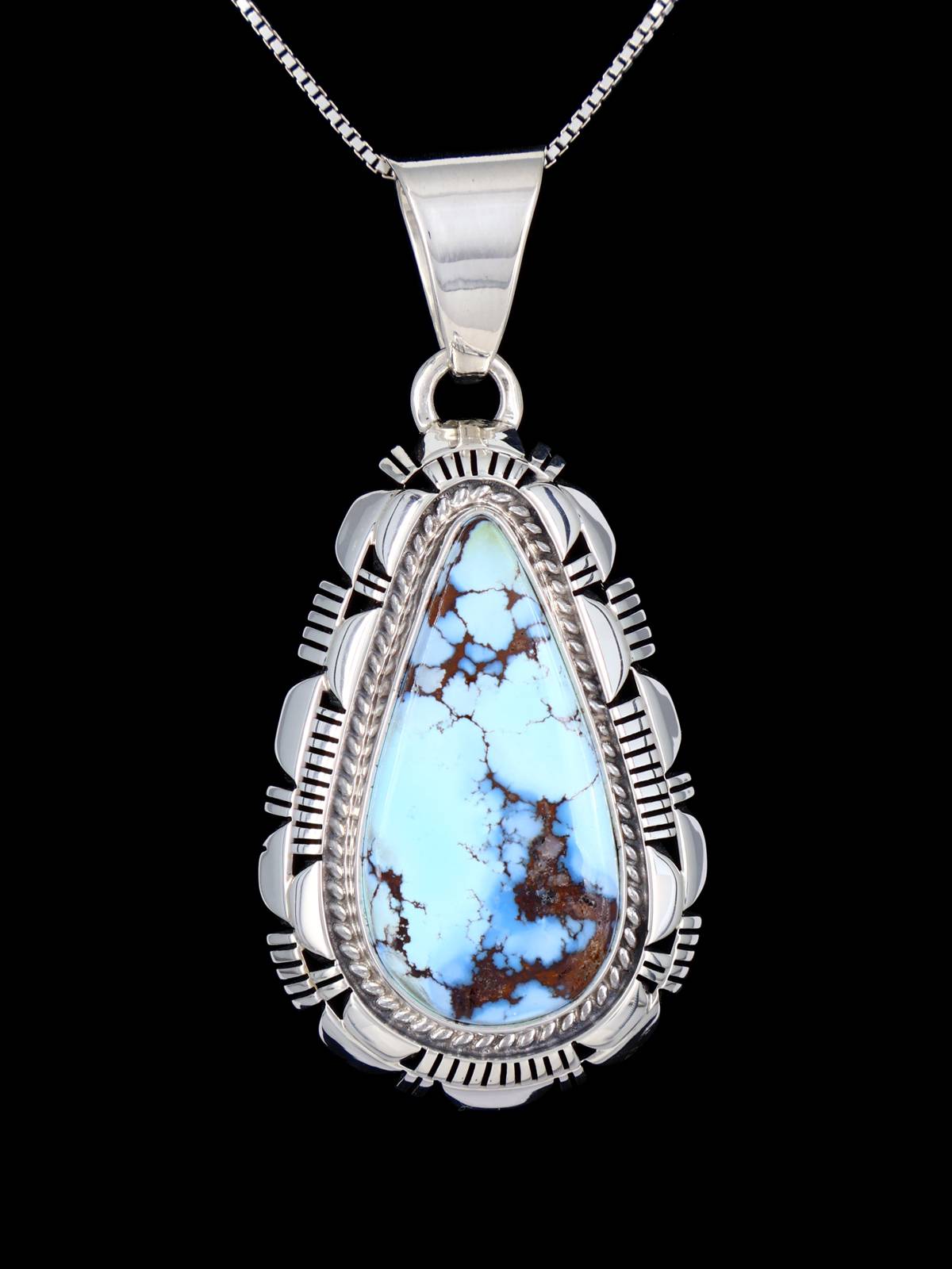 Sterling Silver Natural Golden Hill Turquoise Navajo Pendant - PuebloDirect.com