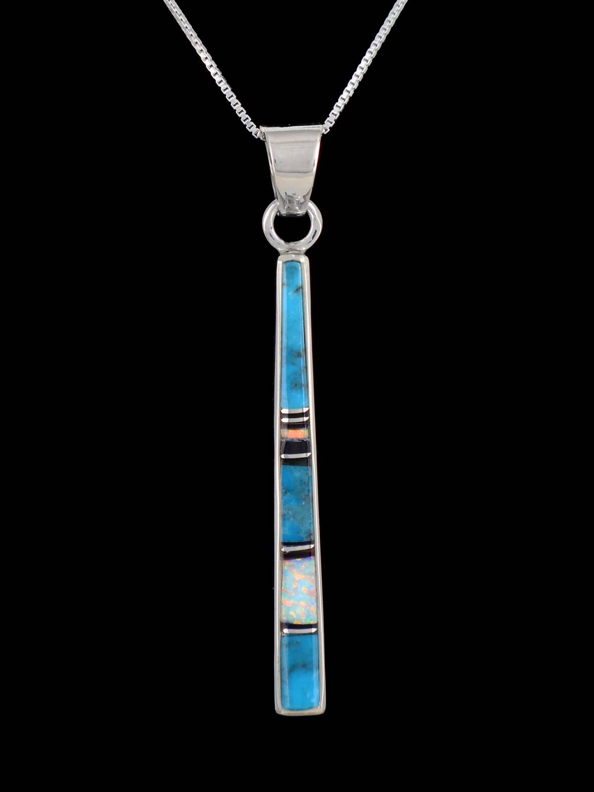 Native American Turquoise and Opalite Inlay Pendant - PuebloDirect.com