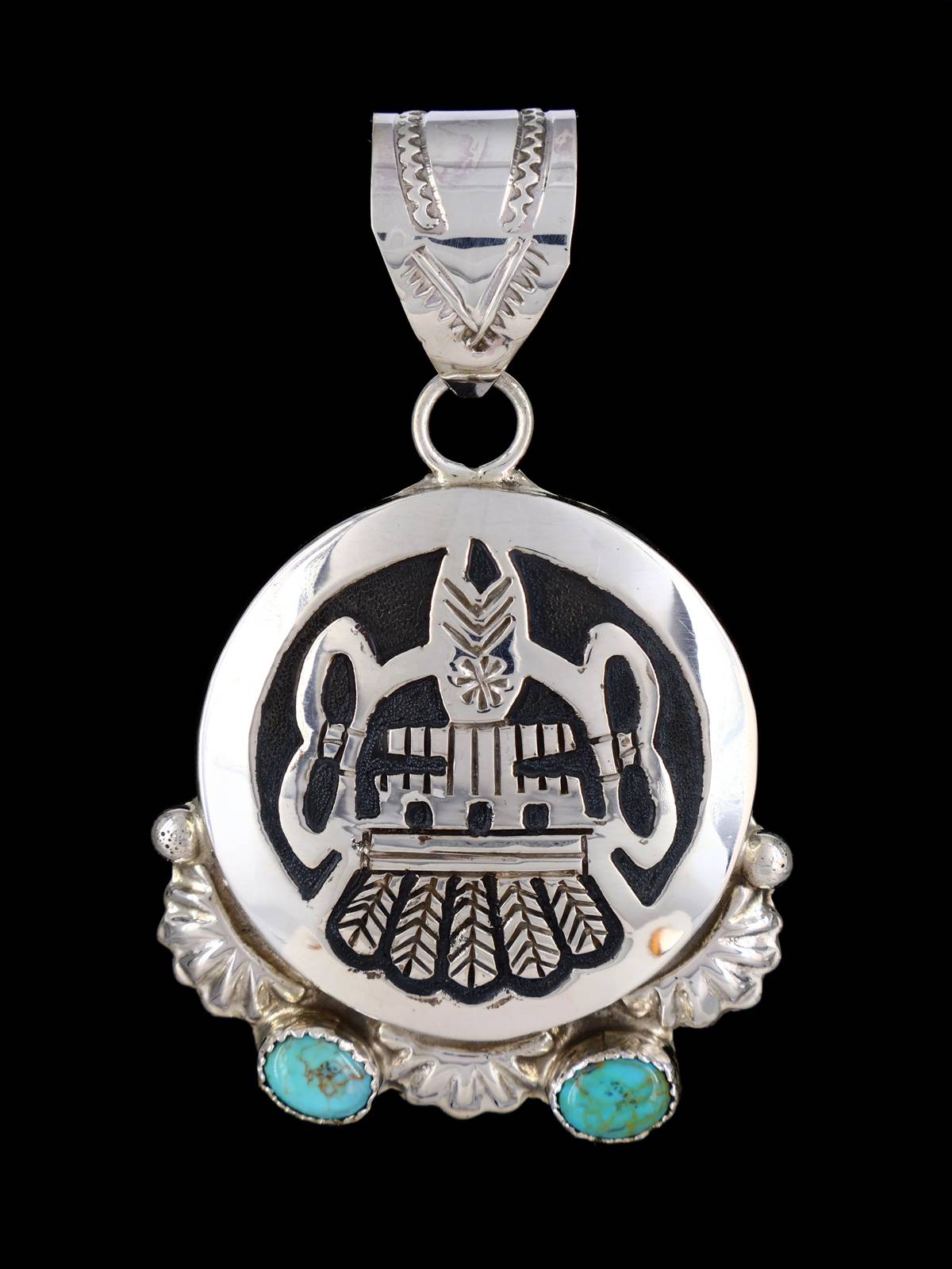 Navajo Turquoise Multi Dimensional Maiden Pendant - PuebloDirect.com