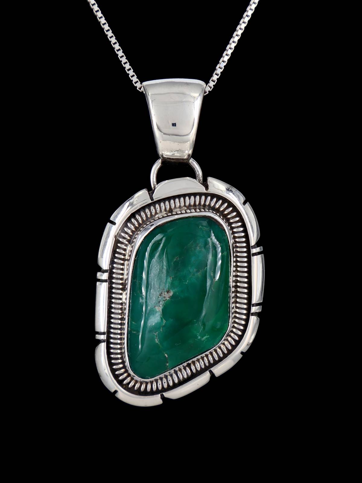 Native American Lucin Variscite Sterling Silver Pendant - PuebloDirect.com