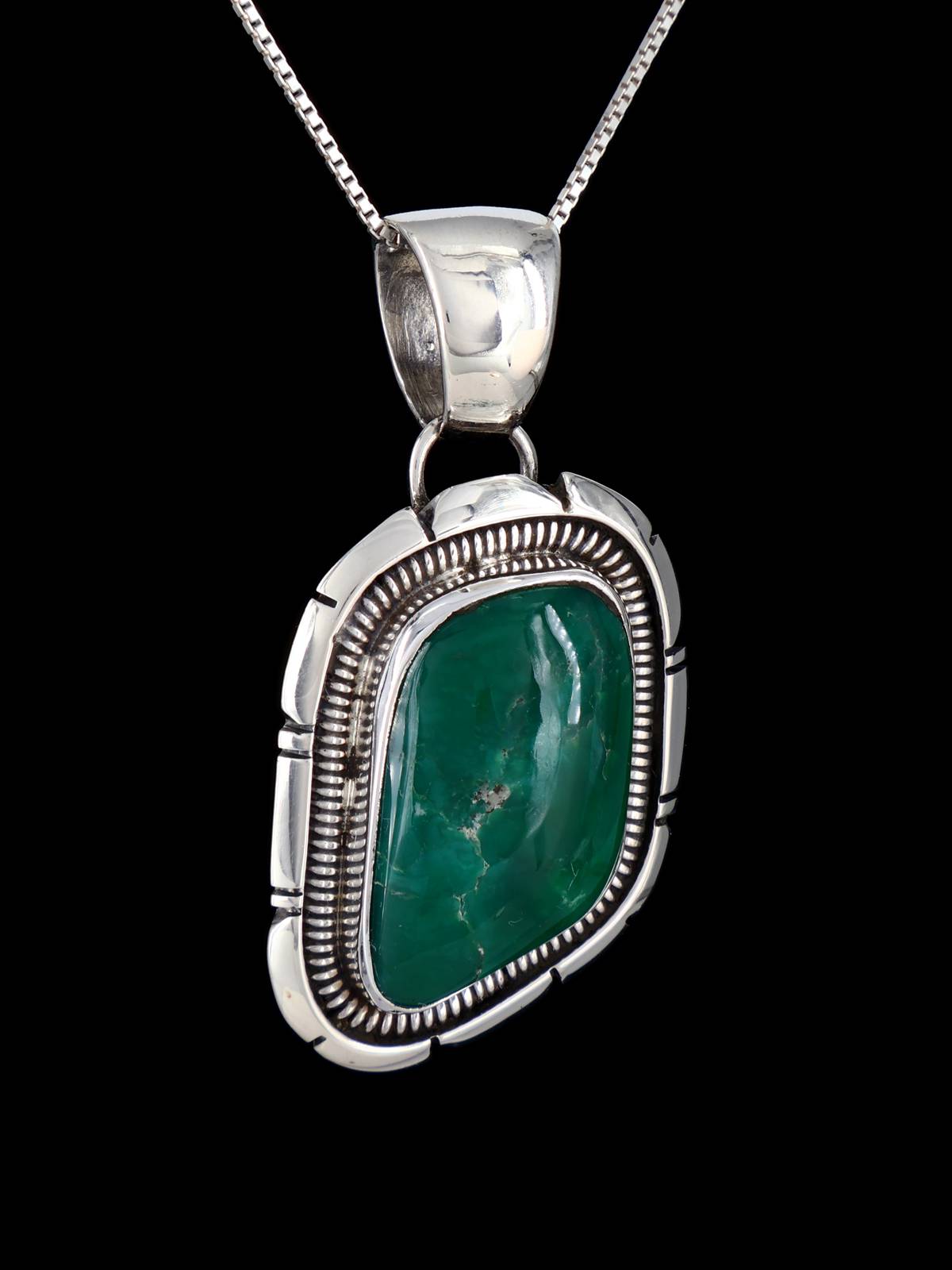 Native American Lucin Variscite Sterling Silver Pendant - PuebloDirect.com