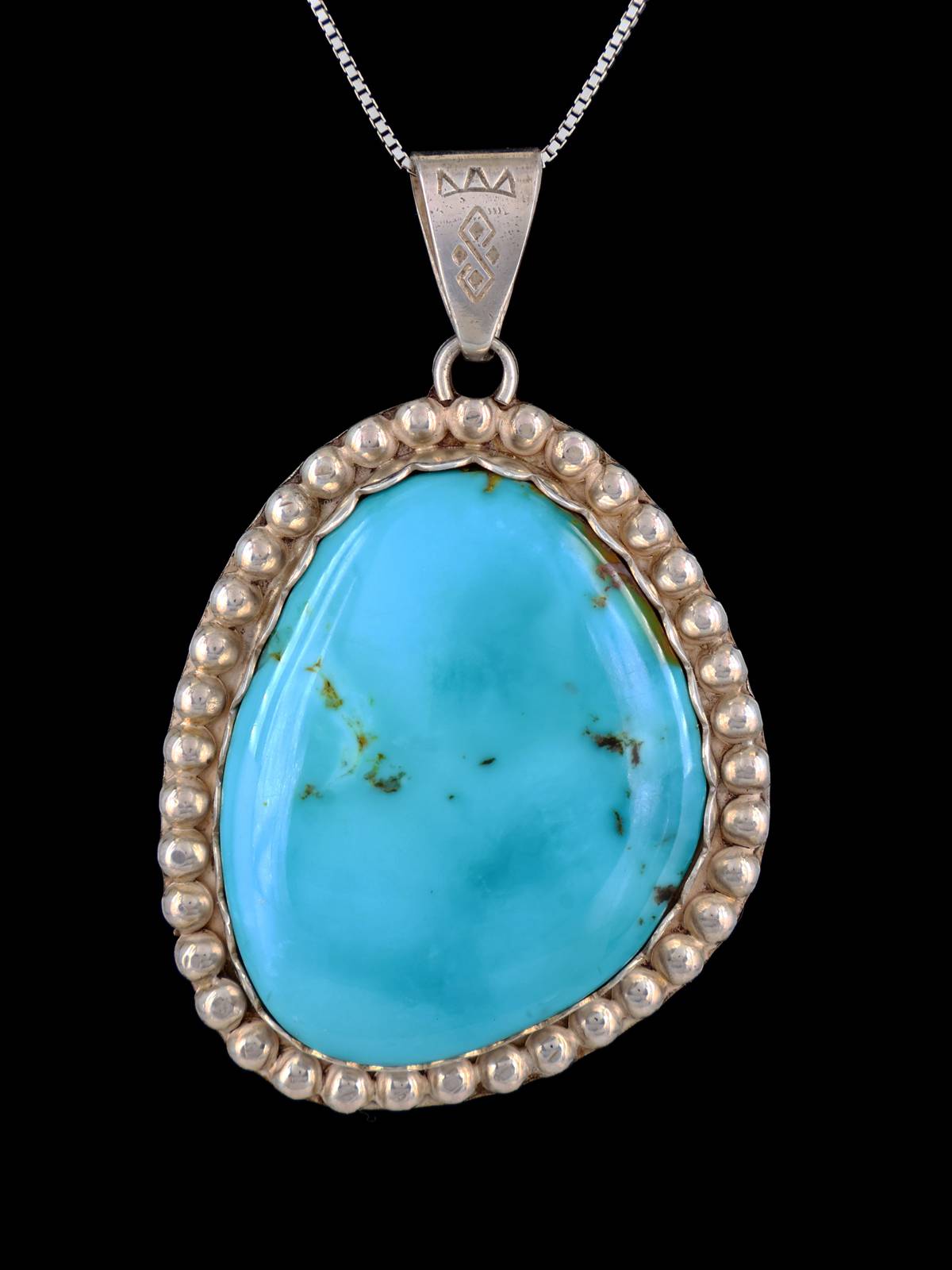 Estate Southwest Jewelry Sterling Silver Natural Turquoise Pendant - PuebloDirect.com