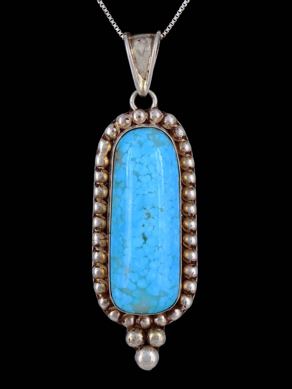 Estate Southwest Jewelry Sterling Silver Natural Kingman Turquoise Pendant - PuebloDirect.com