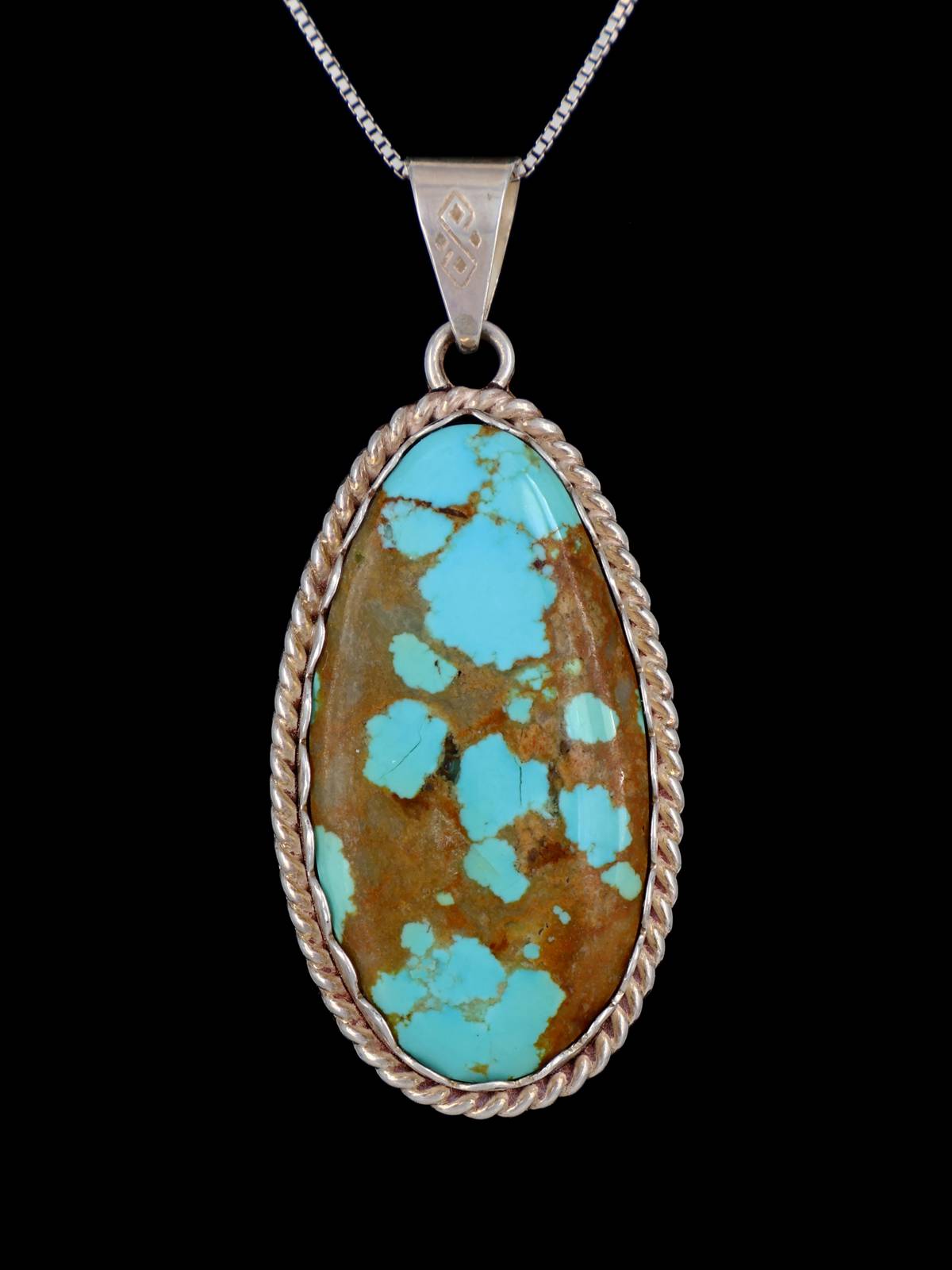 Estate Southwest Jewelry Sterling Silver Natural #8 Turquoise Pendant - PuebloDirect.com