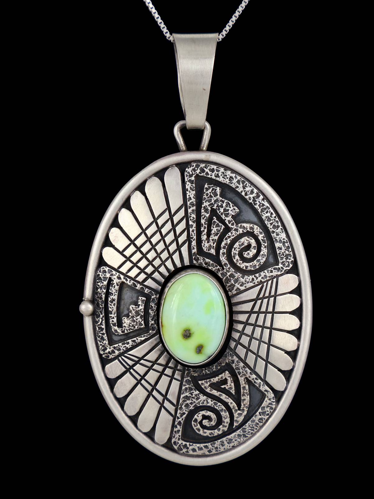 Sterling Silver Palomino Variscite Overlay Navajo Pendant - PuebloDirect.com