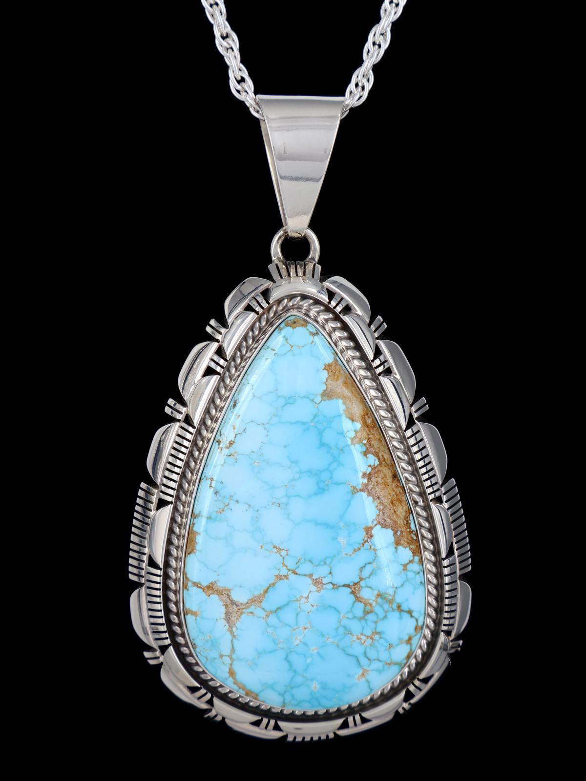Native American Sterling Silver Natural #8 Turquoise Pendant - PuebloDirect.com