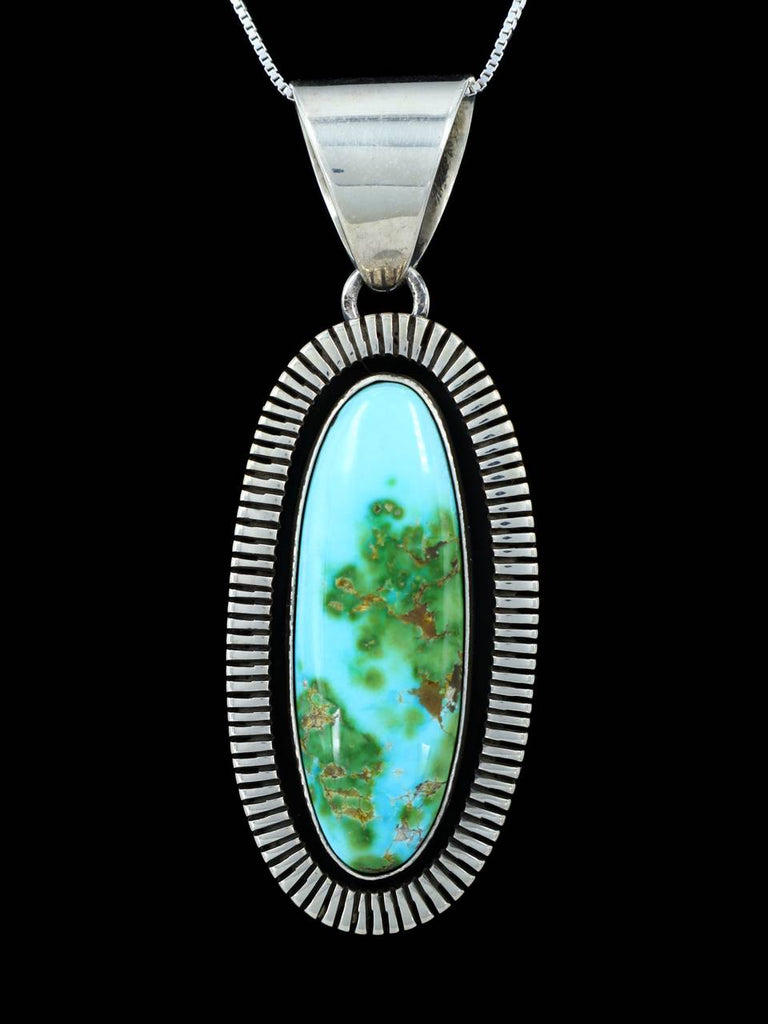 Native American Jewelry Sterling Silver Sonoran Gold Turquoise Pendant - PuebloDirect.com