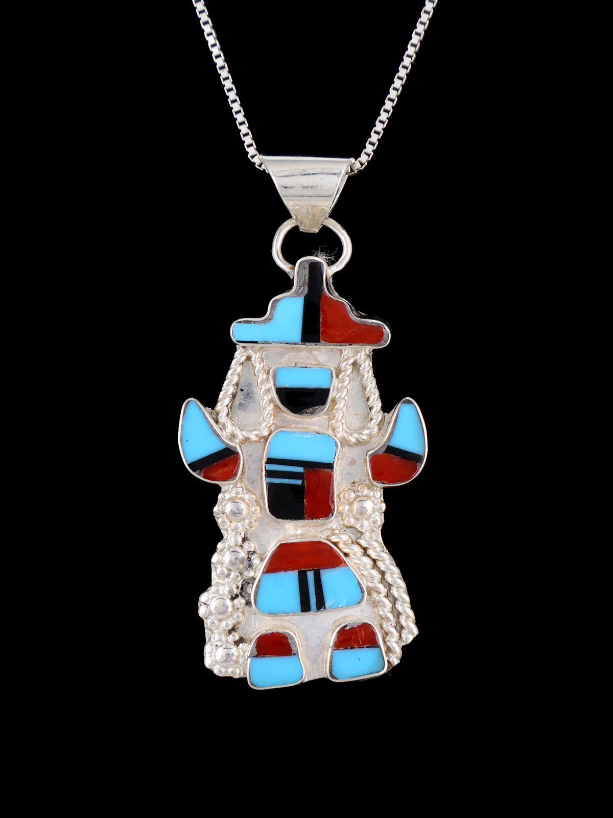Native American Jewelry Zuni Inlay Knifewing Pendant - PuebloDirect.com