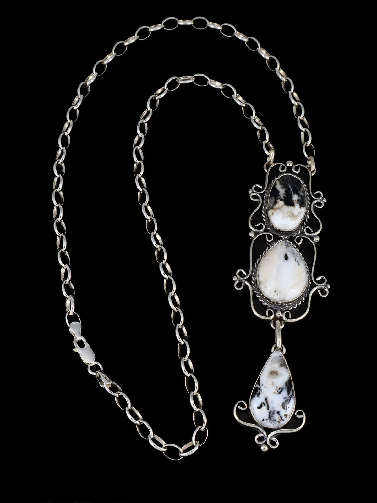 Native American White Buffalo Sterling Silver Lariat Necklace - PuebloDirect.com
