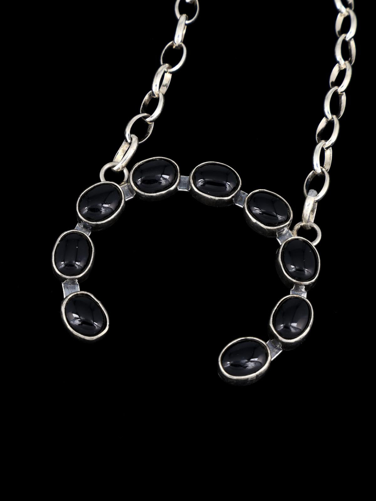Navajo Onyx Naja Link Chain Necklace - PuebloDirect.com