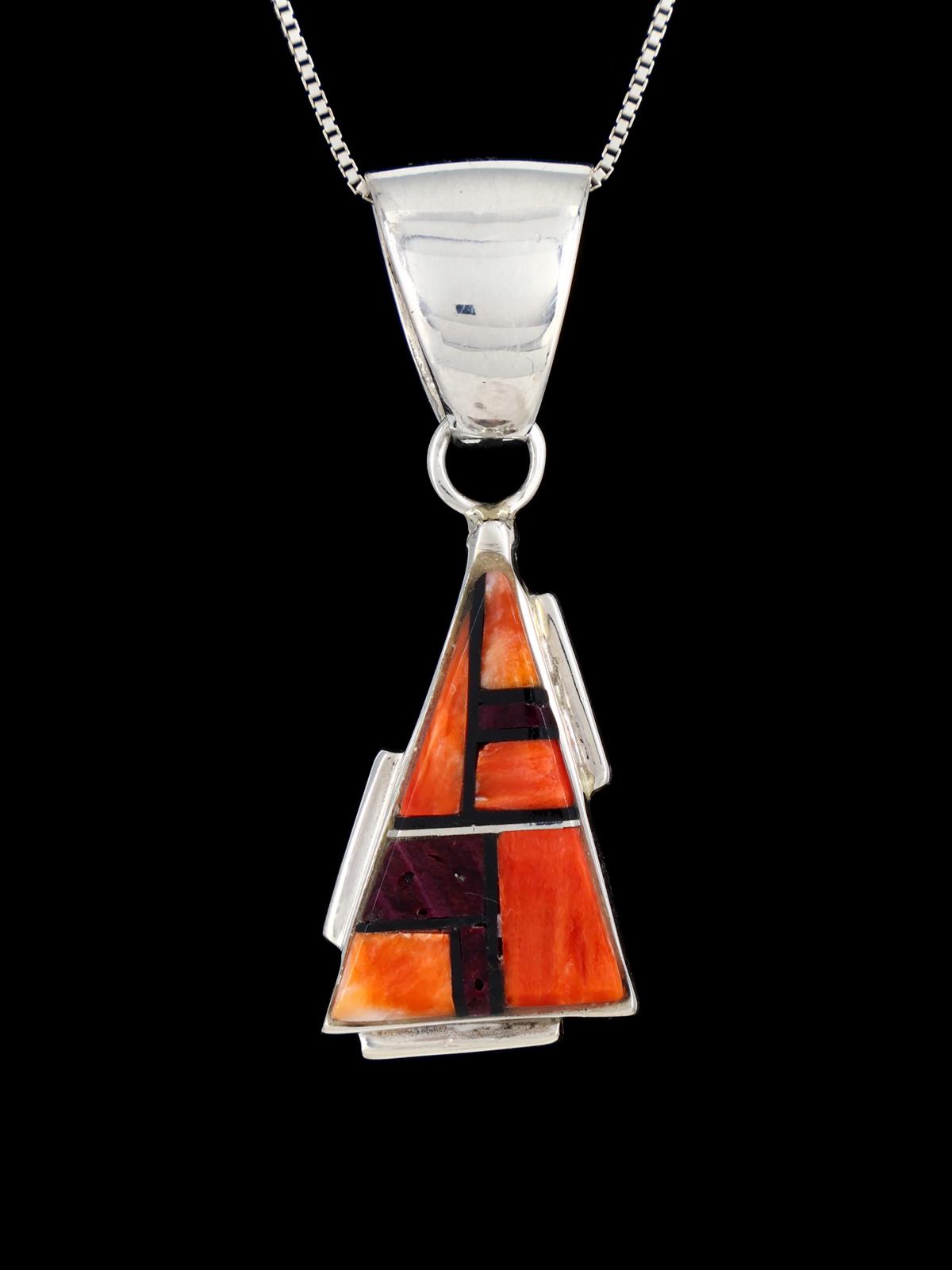 Navajo Spiny Oyster Inlay Pendant - PuebloDirect.com