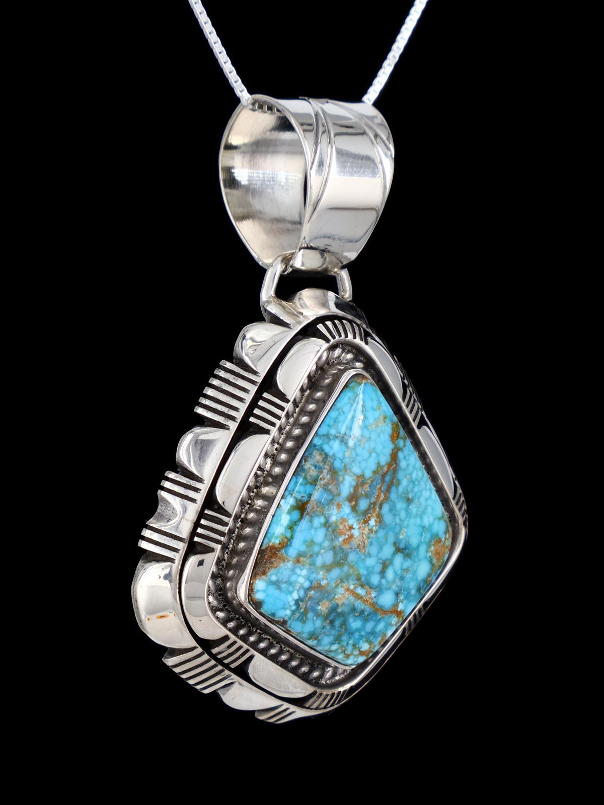Native American #8 Turquoise Sterling Silver Pendant - PuebloDirect.com