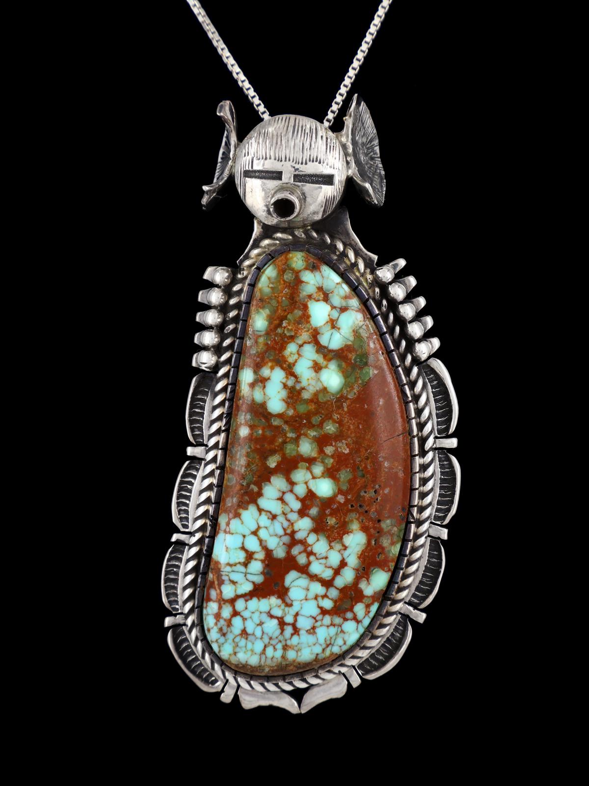 Native American Sterling Silver #8 Turquoise Kachina Pendant - PuebloDirect.com