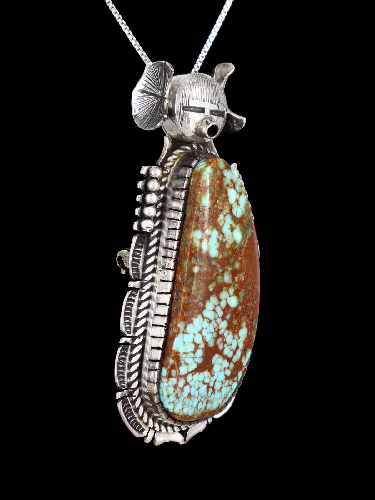 Native American Sterling Silver #8 Turquoise Kachina Pendant - PuebloDirect.com