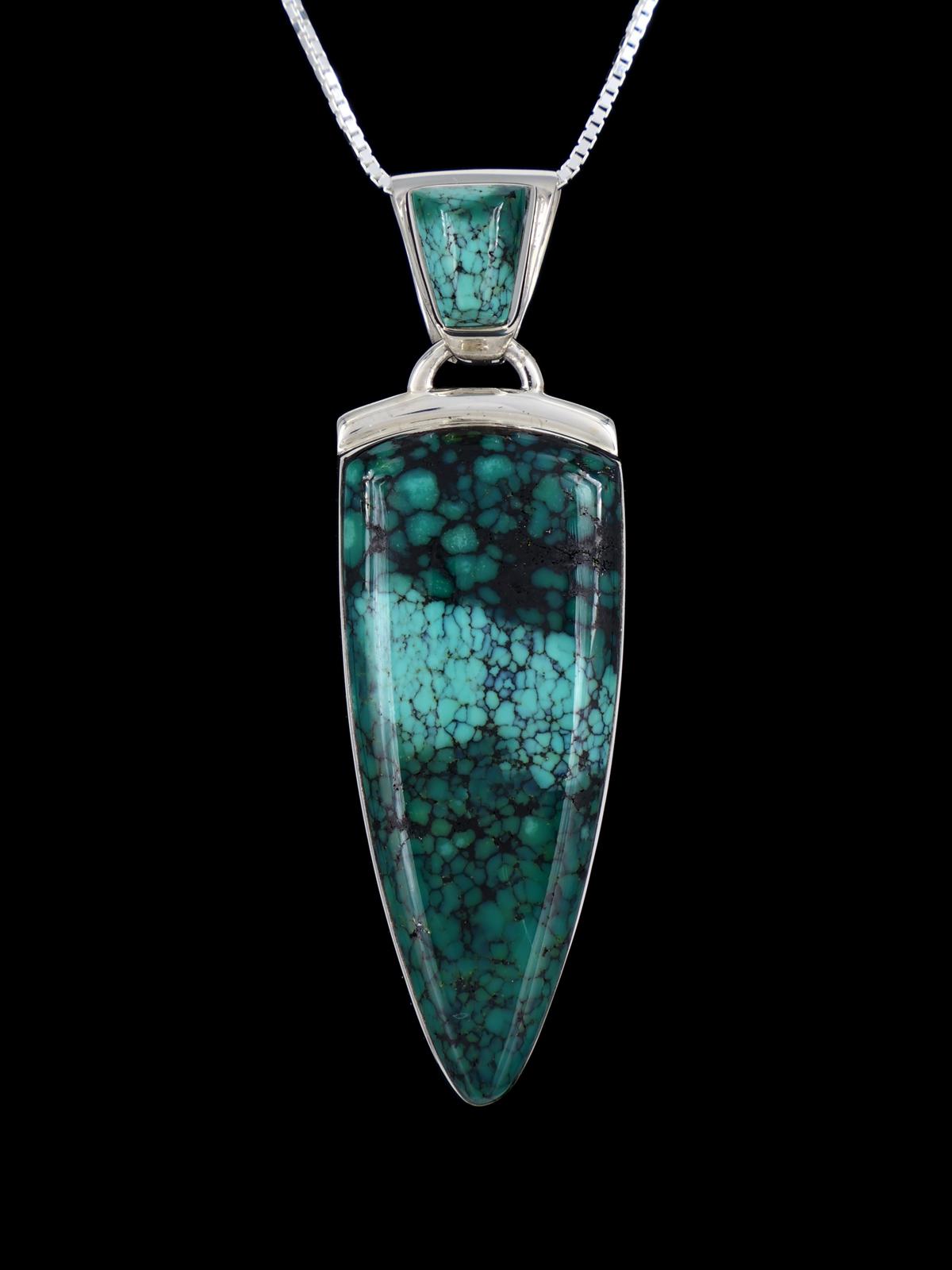 Native American Sterling Silver Cloud Mountain Turquoise Pendant - PuebloDirect.com