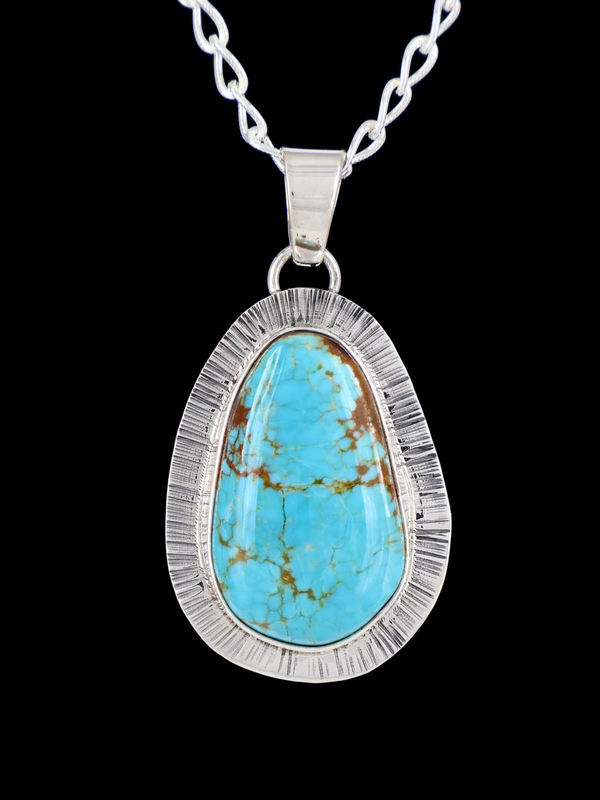Native American Jewelry Number 8 Turquoise Pendant - PuebloDirect.com